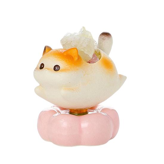 Rotating Cat Figurine Bring Good Luck Healing Stone Holder Stress Relief Desk Toy Home Office Desktop Kitten Decoration