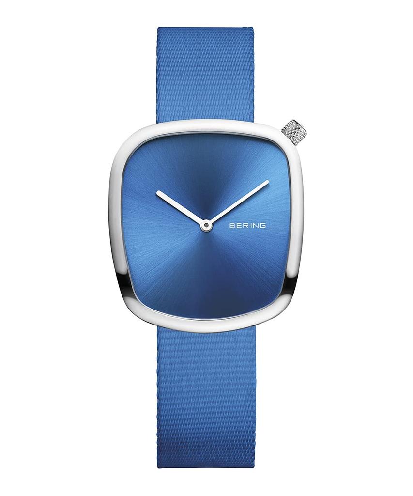 BERING Pebble 18034-308 unisex watch blue stainless steel mesh strap sapphire glass