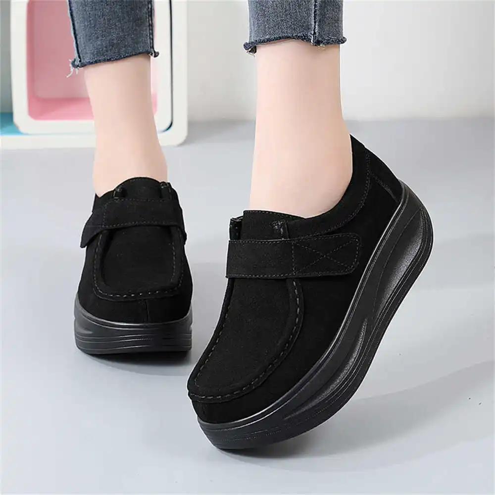 Fashion Boat Number 38 Vintage Heels Women's Medium Heel Shoes Elderly Shoes Sneakers Sport First Degree Brand Gym Importers Fat
