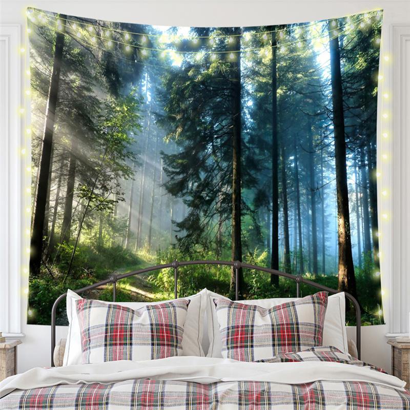 Nordic Nature Forest Landscape Mew Tapestry Background Cloth  HD Hanging Cloth Tapestry Home Decor