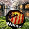 Custom Name Personalized Atletico Madrid Print Umbrella, Auto Open Close, 8‑Rib Sturdy Frame, Commute Camping Hiking Use, Birthday Gift