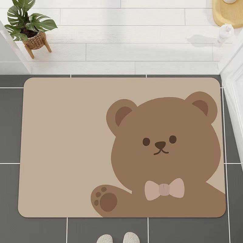 Cartoon Rectangular Absorbent Mat Bathroom Floor Mat Bathroom Toilet Mouth Absorbent Foot Mat Toilet Non-slip Mat Quick Drying