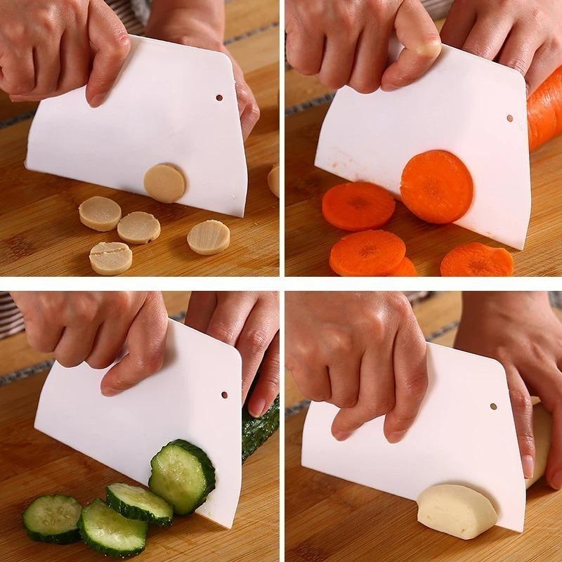 Dough Scraper Lightweight Flat Cut Reusable  Plastic Bowl Scraper Multifunctional Flexible with Hanging Hole for Kitchen