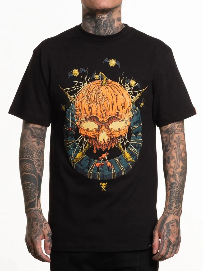 Sullen Men's Pumpkin Badge Short Sleeve Standard T-shirt Halloween Tattoo Tee