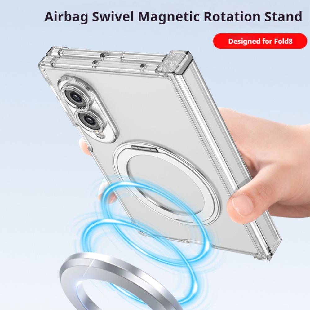 Luxury Rotatable Bracket for Magsafe Case for Samsung Galaxy Z Fold 8 Fold8 Transparent Screen Flim Hinge Airbag Protector Cover