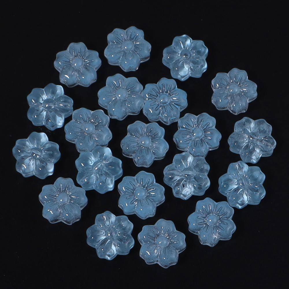 

30pcs/lot 14mm Cherry Blossom Glass Beads Colorful Flower Lampwork Beads Loose Spacer Beads For Jewelry Making DIY Accessories синий