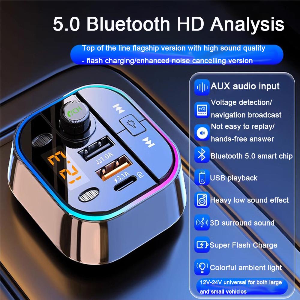 Car Charger Car Mobile Phone Super Fast Charger Bluetooth 5.0 Receiver Lossless Sound Quality MP3 Car USB Music Player