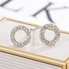 Rose Rhinestone Letter Stud Earrings: High-Quality Copper, Solid Color, New Chinese Style