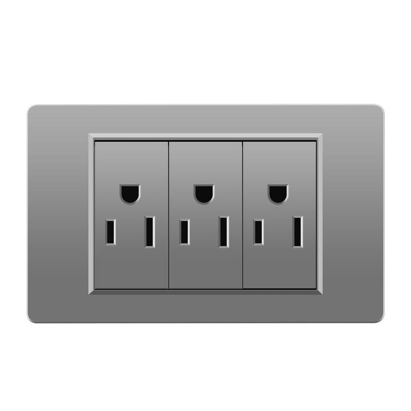 118 Type Switch Six-Hole Gray Wall Socket with Type-C 20W, Thai Style & PC Panel, Taiwan Socket