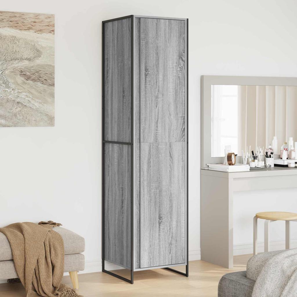 Wardrobe with Door Grey Sonoma 50 x 50 x 200 cm Engineered Wood