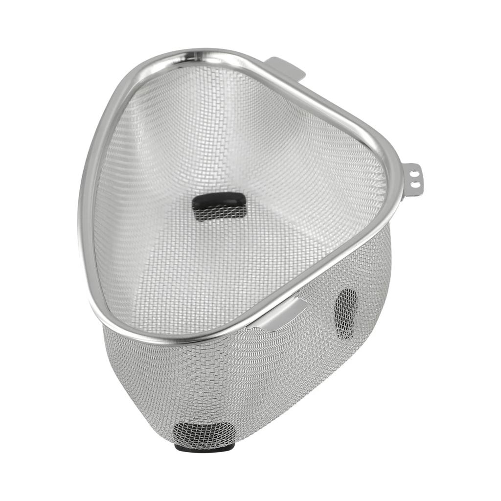 Abflusskorb für die Küchenspüle, Edelstahl, dreieckig, für Lebensmittel, Gemüse, Schälen, Eier, Filter, Aufbewahrung, Organizer, Küchenregal, hohe Kapazität