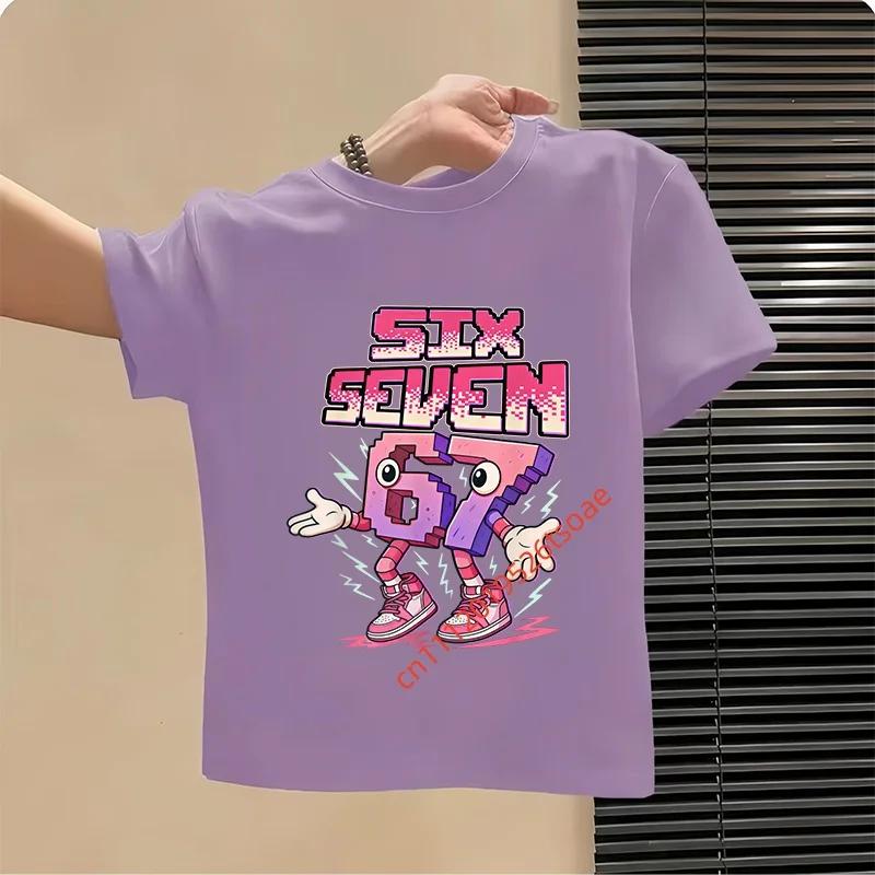 Funny Six Seven Italian Brainrot 67 Number Graphic Print TShirt BoyGirl Summer Short Sleeved Kids Loose Comfortable Tshirt Top