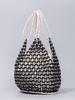 Custom Handmade Woven Beach Bag with Wooden Beads - Women's Casual Travel Handheld/Shoulder Bag