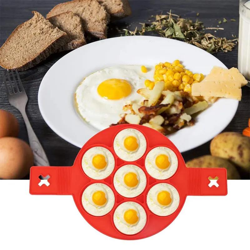 Anillo Fabricador de Tortitas y Huevos de Silicona Antiadherente Herramienta de Cocina Fabricador Redondo de Tortitas Sartén Cocedor de Huevos Molde para Dar la Vuelta a los Huevos Herramientas de Horneado de Cocina para el Hogar