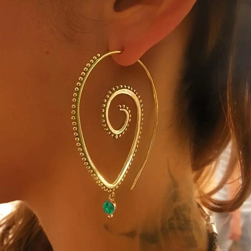 

Huitan Bohemia Style Circle Shaped Dangle Earrings for Women New Fashion Design Girls Piercing Accessories Holiday Party Zircon