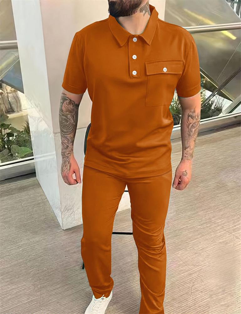 2023 European & American Men's Polo Shirt + Long Pants Sports Set - Spring/Autumn Casual Style