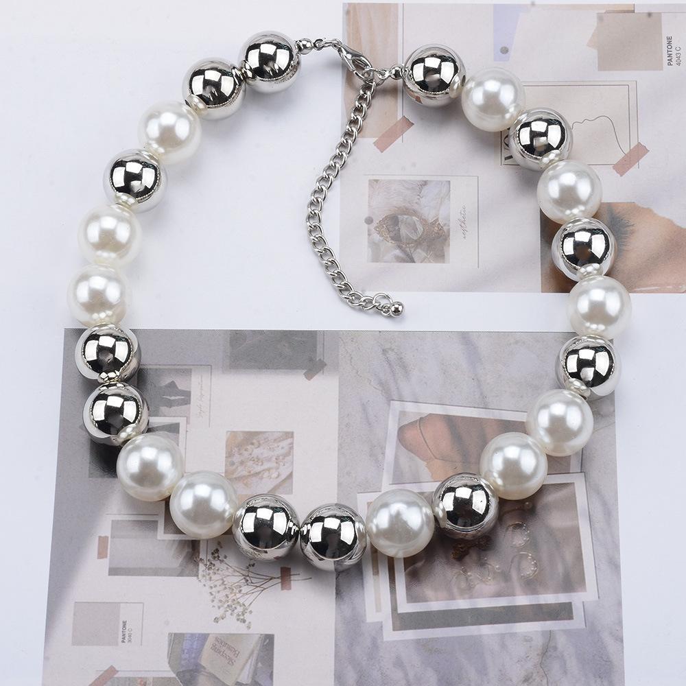 Creative Multi-layer Pearl CCB Sweater Chain Collarbone Chain Temperament Elegant Love-shaped Layer Necklace