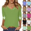 Women's Three-quarter Sleeve Shirt V-neck Loose Casual Spooky Scason Halloween Print Top