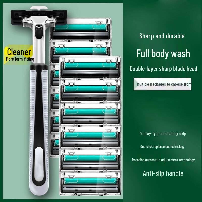 Men's Double-Layer Razor: Manual Shaver for Full Body Use