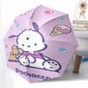 Purple Ice Cream Pochacco Automatic Opening and Closing Umbrella, Lightweight 3-Fold, With Cute Cartoon Characters, Suitable for Home, Outdoor and Dai
