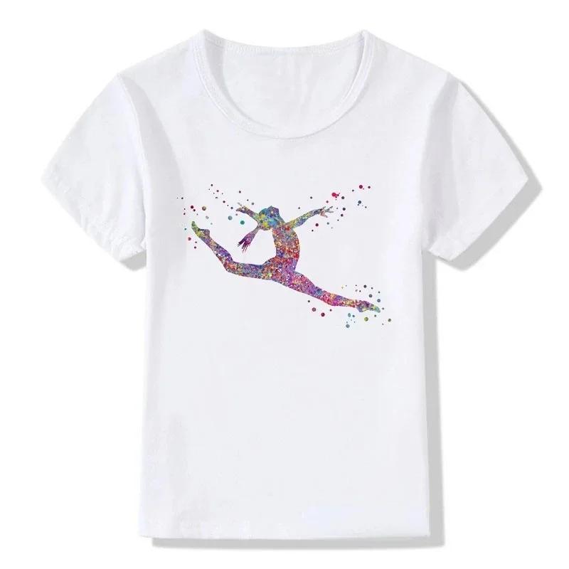 Boys T-shirt Girls Kids Rhythmic Gymnastics Printed T-shirt Modal Clothing Short Sleeves Boys Clothes