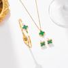 Titanium Steel Four-leaf Clover Set Fashionable and Versatile Necklace Bracelet Earrings Three-piece Set