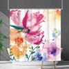 Shower Curtain Waterproof And Mildew-Proof 3D Digital Printing Plant Flower Plant Shower Curtain Bathroom Partition