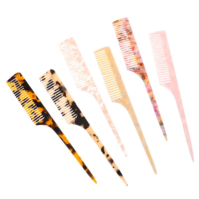 High Quality Acetate Korean Style Simple Marble Texture Long Handle Pointed Tail Comb Anti-Static Hairdressing Comb