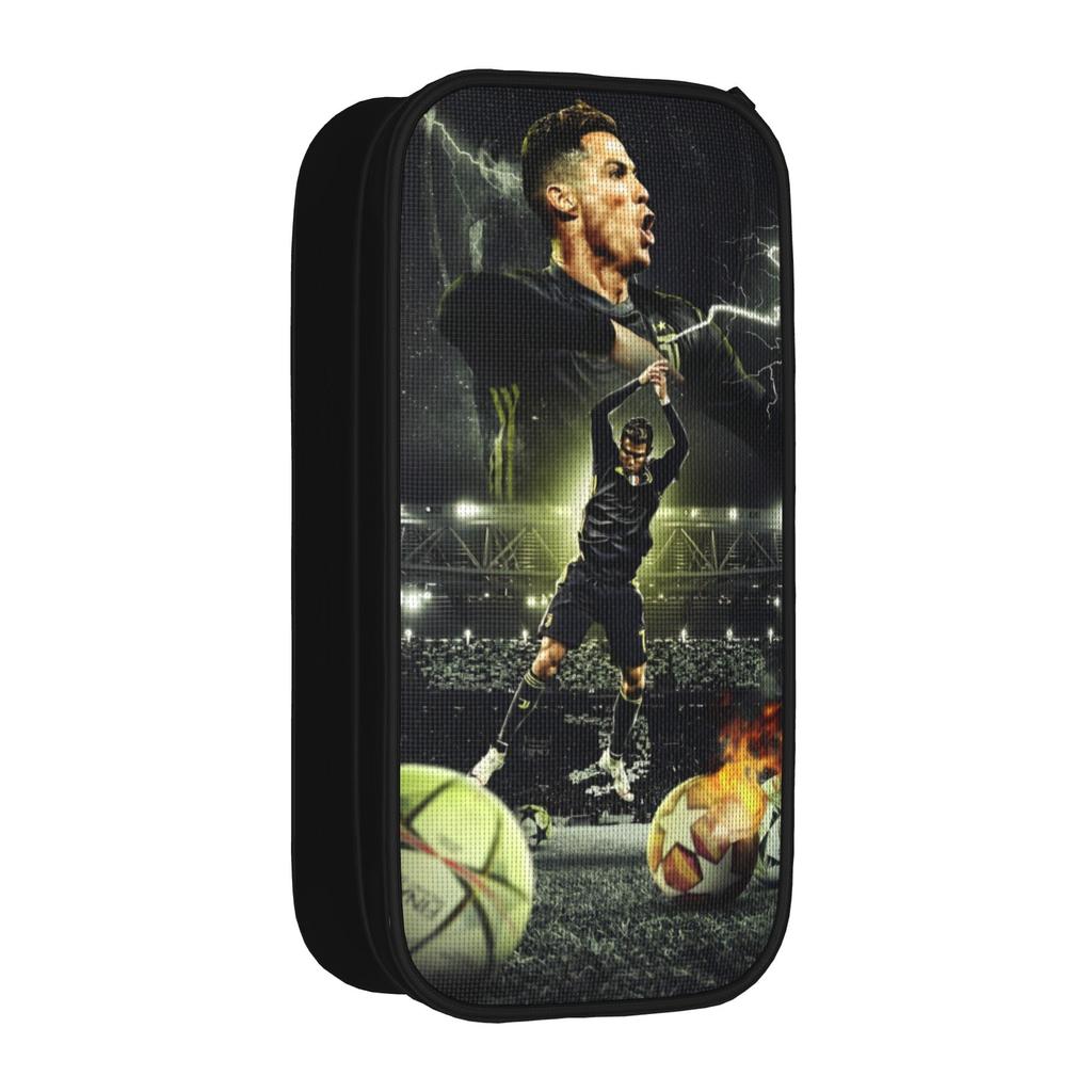 Trousse à Crayons Légende du Football Classique Années 90 CR-7 Boîte à Crayons Boîte à Stylos pour Filles Garçons Sac Grande Capacité Cadeau Scolaire Étudiants Papeterie