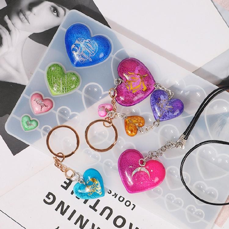 Love Gem Patch Keychains Mold DIY Epoxy Craft Necklace Keychain Jewelry Mold