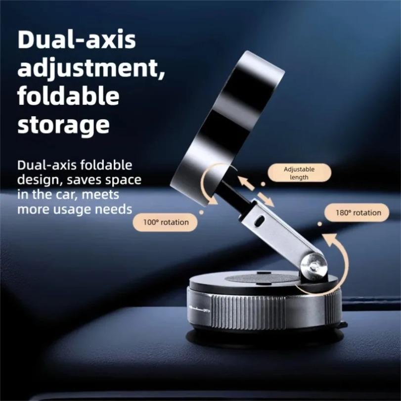 Car Vacuum Suction Cup Magnetic Phone Holder Foldable Desk Stand For Magsafe iPhone 16 15 14 13 12 Pro Max Samsung Xiaomi Mount
