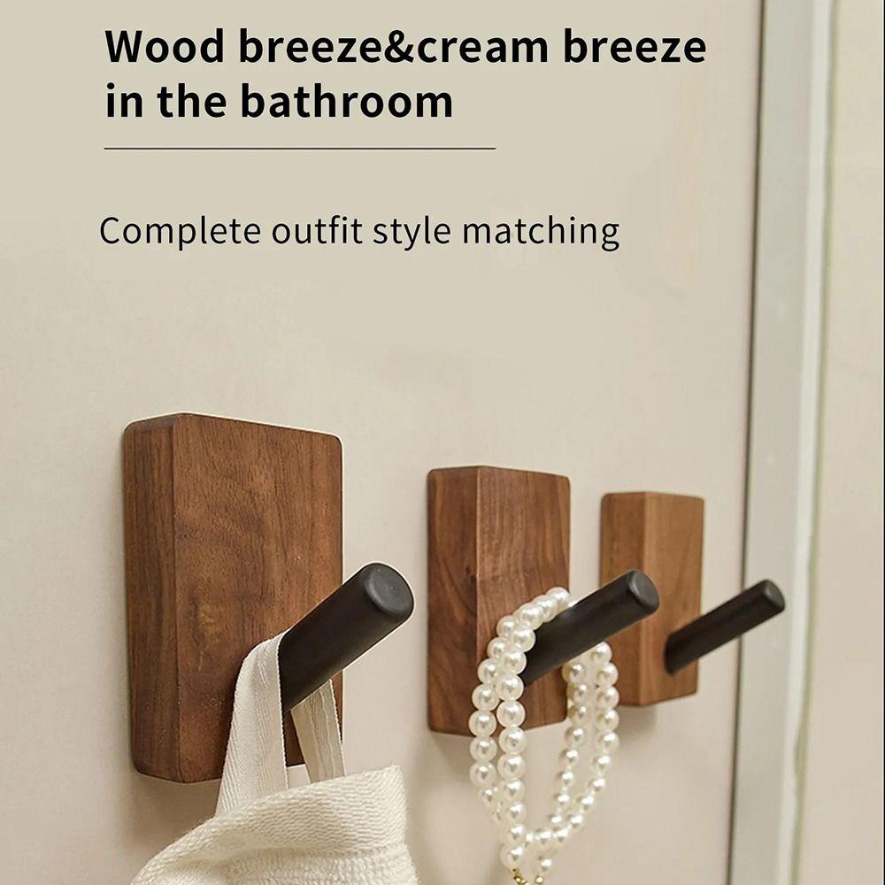 Rustproof Wall Hangers No Drilling Coat Storage Rack Nordic Style Wood Coat Hooks Clothes