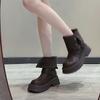 Belt Buckle Two Wear Retro Thick-soled Medium Boots Women's 2025 Autumn New Round Head Thick Heel Korean Version Thin Knight Boots
