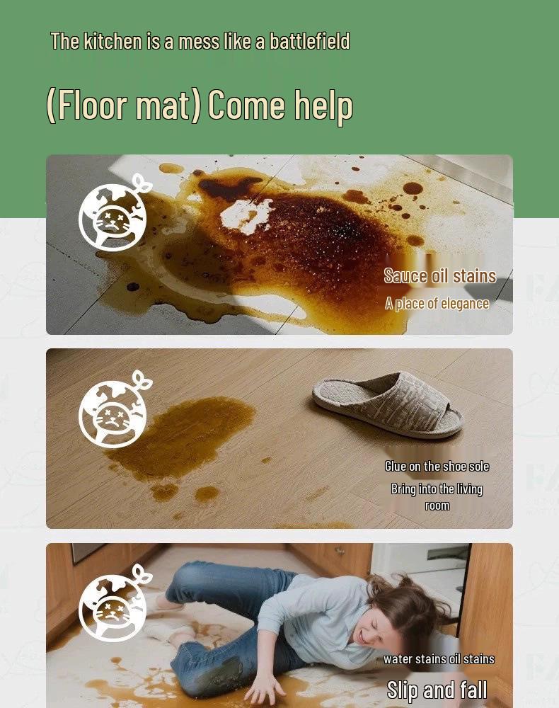 Disposable Stain-Removing Kitchen Floor Mat: Self-Adhesive, Oil & Water-Absorbing, Thickened, Odorless, Non-Slip Design.