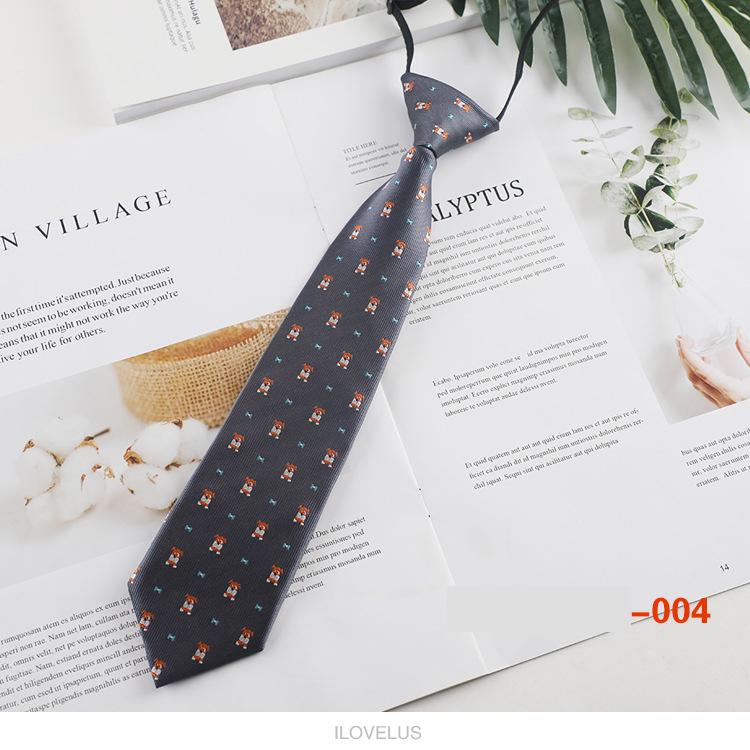 Children's Small Tie with Creative Fun Cartoon Polyester Short Lazy Knot Free Tie 6cm