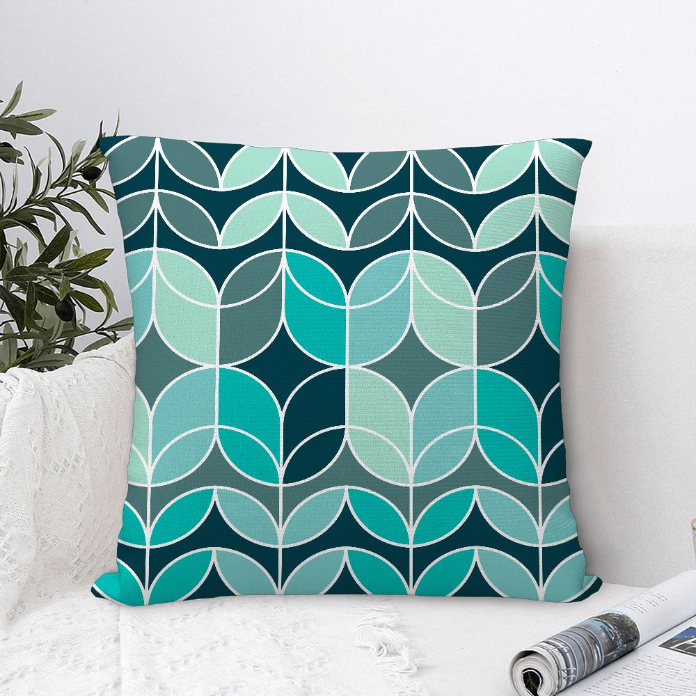 Teal Blue Flower Leaves Pattern Pillow Case Sofa Decor Home Double-sided Printing Short Plush Cushion Cover Throw Pillow Cover