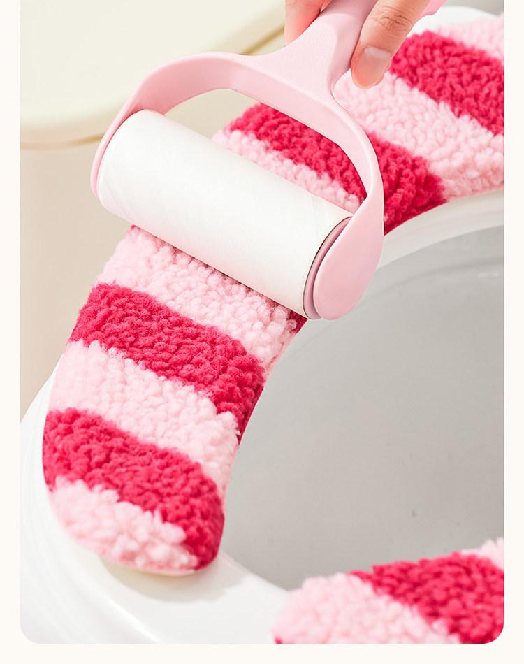 Dopamin-Streifen Winter Plüsch Toilettenmatte & Universelle Toilettensitzauflage