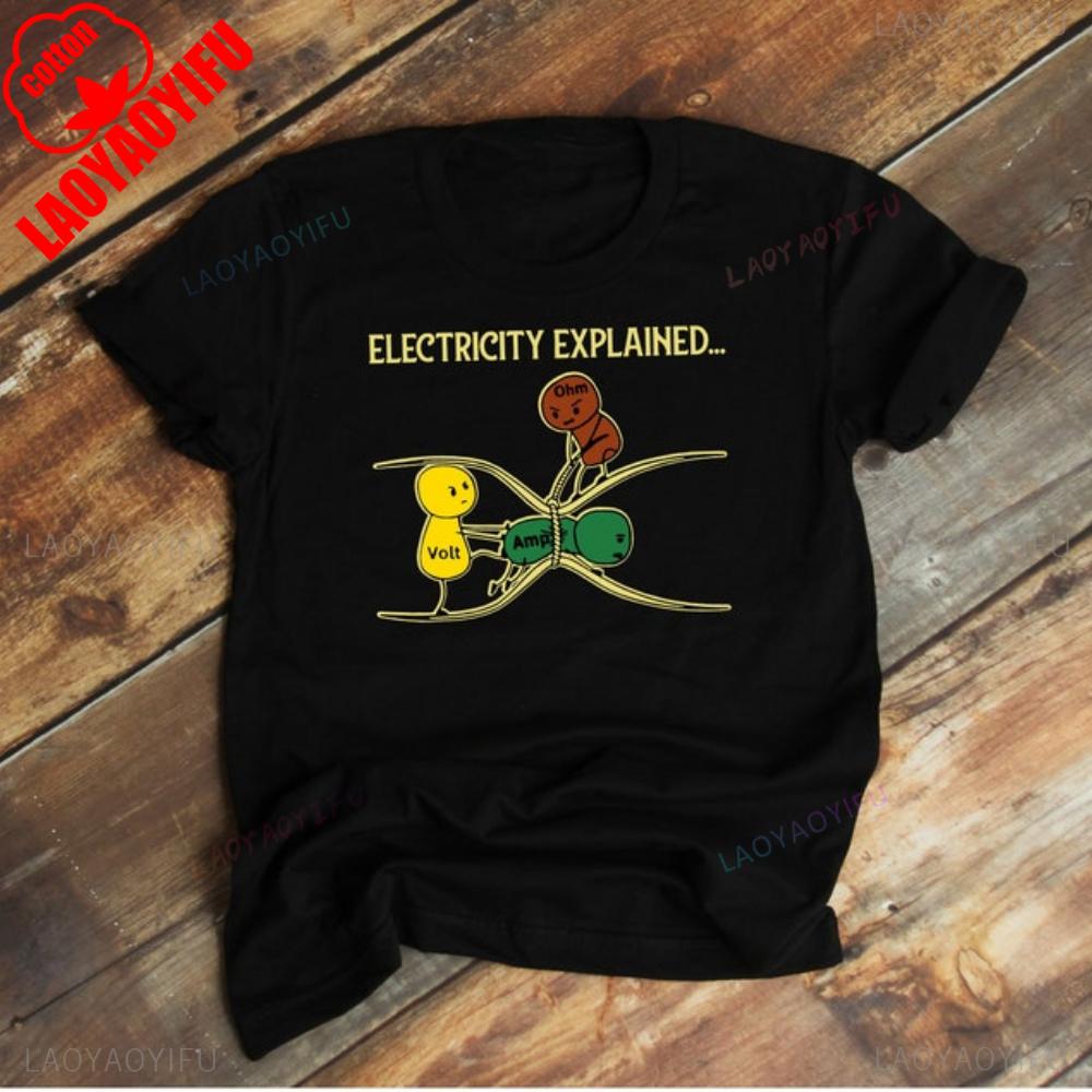Electricity Explained T Shirt Electrician T Shirt Gift Ohm's Law Voltage Ampere Resistance Electric Engineering T Shirt