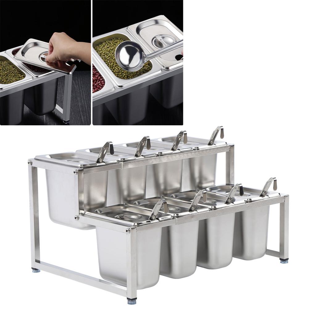 Telescopic Condiment Dispenser Dual Layers Stainless Steel Jam Pot Rack for Milk T Shop Household