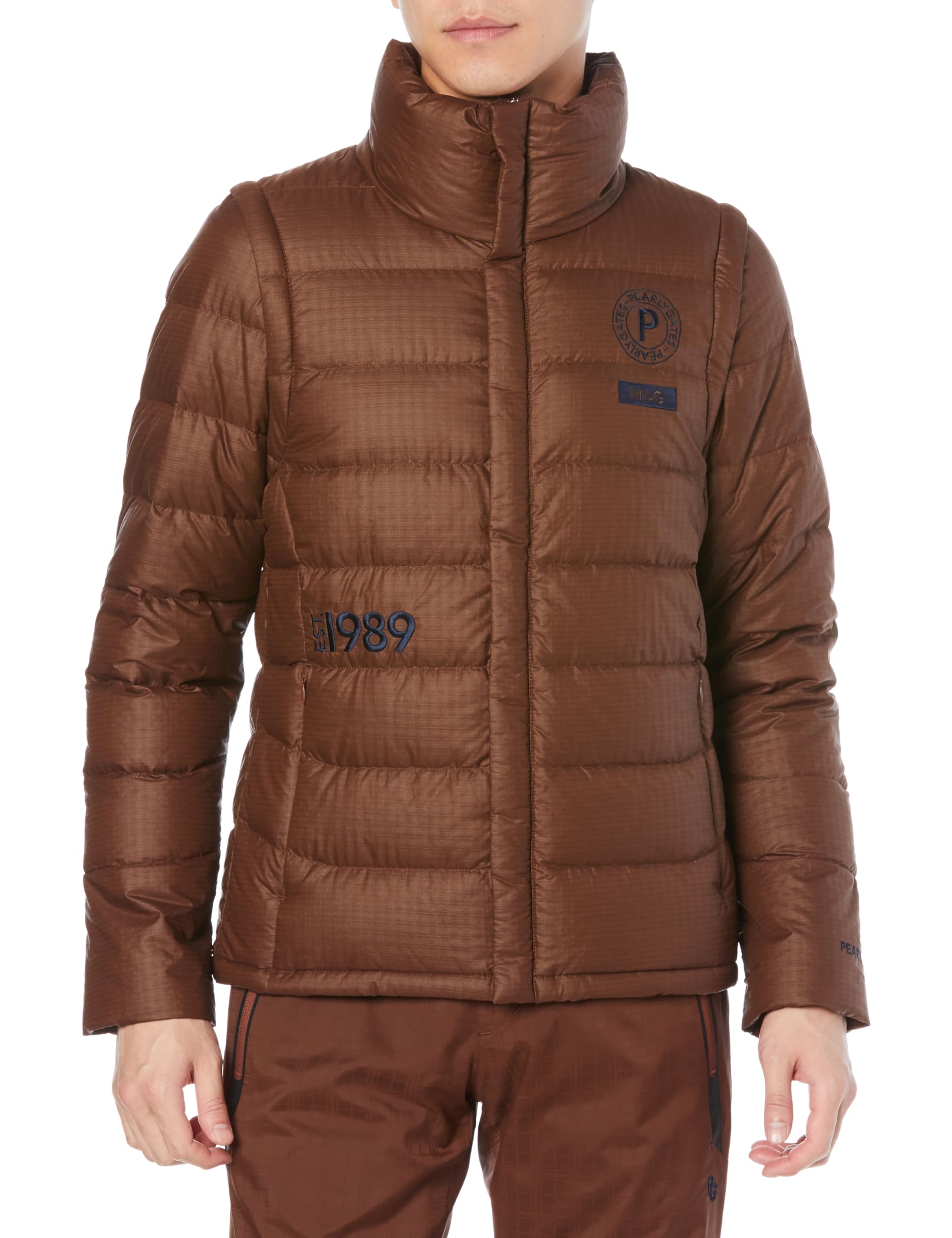 

water repellent full zip down heat Golf outerwear 4 [Pearly Gates] Men s 2-way (removable sleeves, storage, stretch) / / 053-3220001 050_Brown [M]