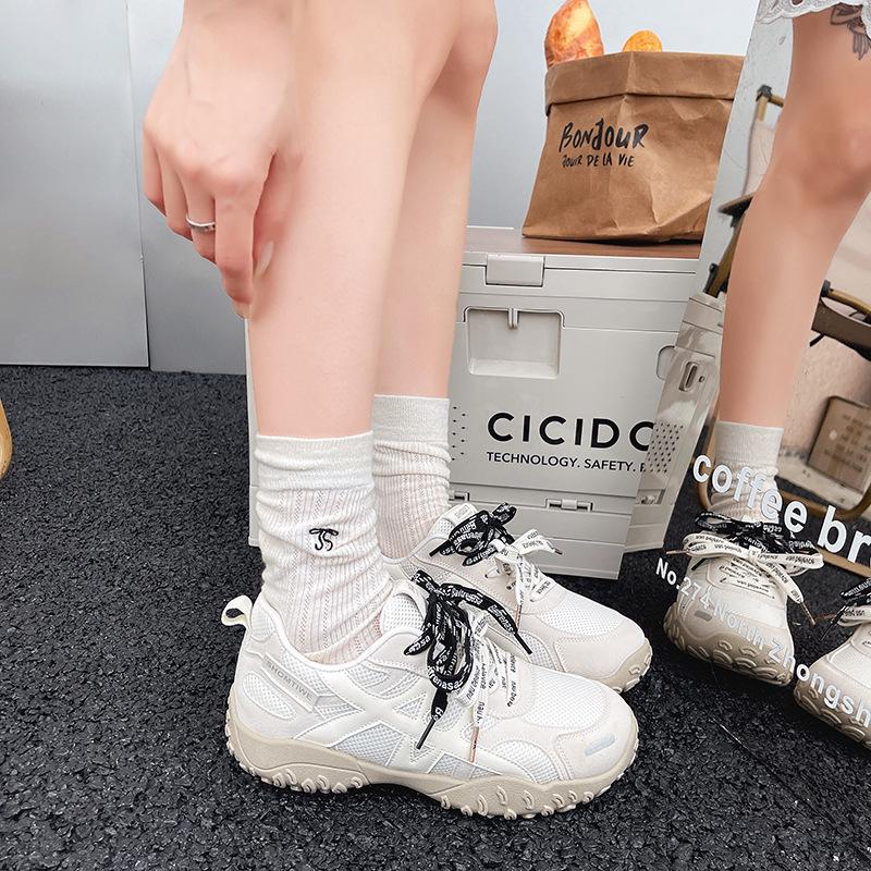 Leather mesh breathable Forrest Gump shoes women's 2025 summer and autumn new niche design sports and leisure shoes white shoes women