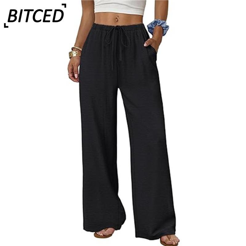 BITCED Women's Fashion Casual Solid Color Print Pants & Capris