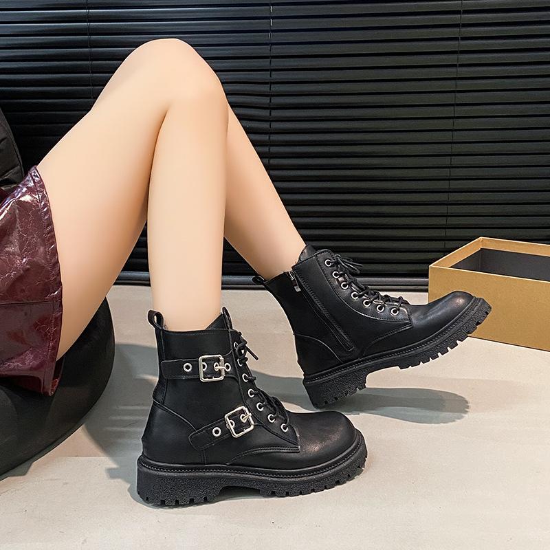 British Martin Boots Women's Single Boots 2025 Autumn New Fashionable Thin Versatile Thick-soled Thick-heeled Women's Short Boots