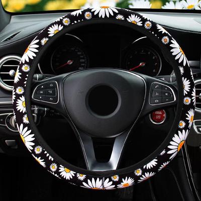 Universal Car Steering Wheel Cover Protector Daisy Printed Anti-skid Elastic 