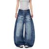 2026 Embroidered Denim Pants Loose Fit High Street Style Wide Leg Jeans Teens