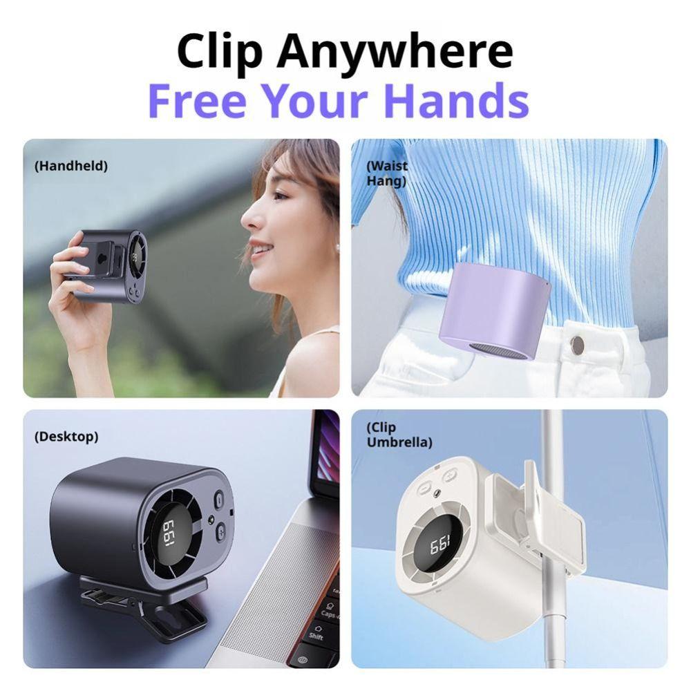USB Charging Clip on Fan High-Speed Waist Clip Fan New Neck-mounted Handheld Mini Fan Car Use