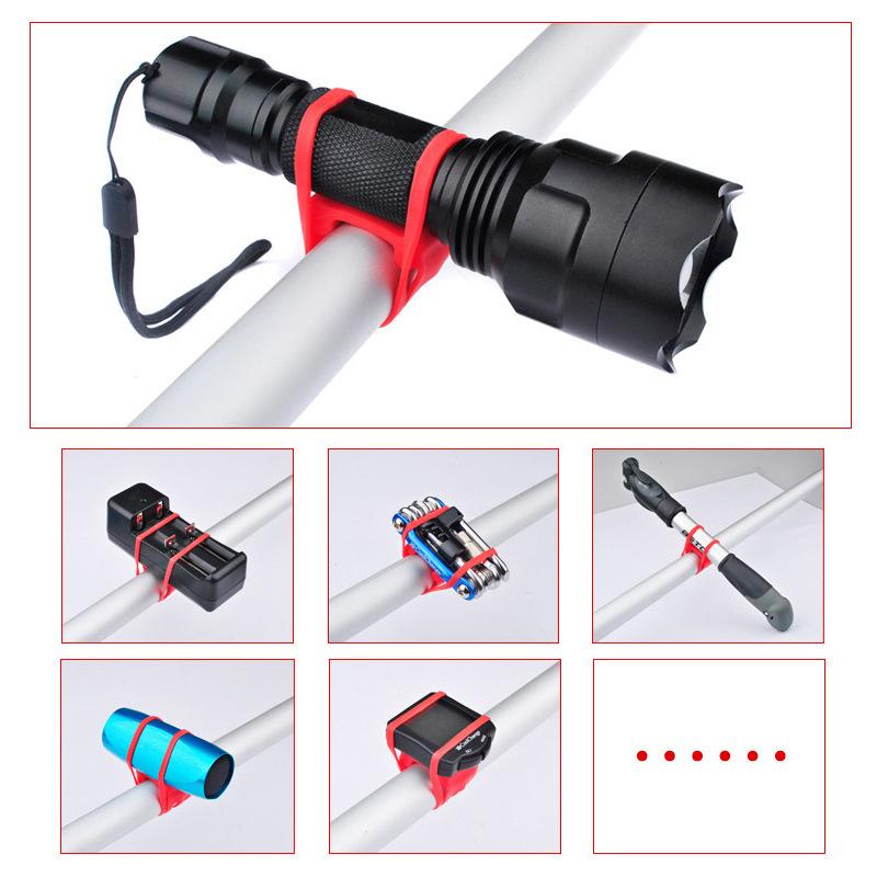 Fahrrad Silikonbandage Fahrrad Silikon Elastisches Bandageband Lichthalterung Fahrradlicht Taschenlampenhalter Passend für jedes Fahrrad