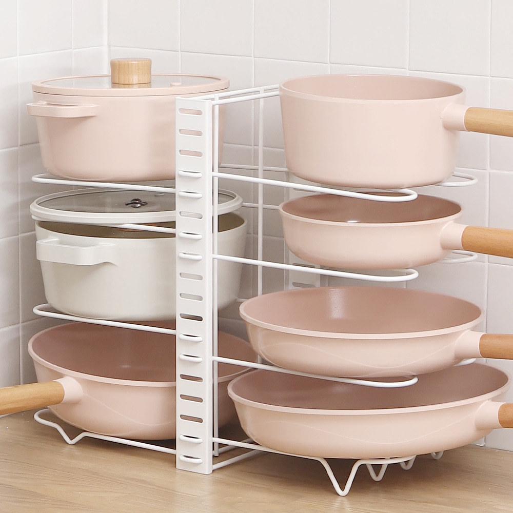 Dwustronny wieszak na garnki: Łatwy w montażu pionowy stojak z żelaznego drutu do przechowywania garnków i patelni