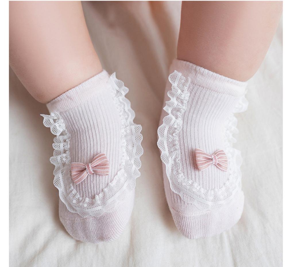 Spring/Summer Baby Lace Socks, Non-, Loose Cuffs, Comfortable Legs, Combed Cotton, Breathable Mesh, Newborn Girls' Socks