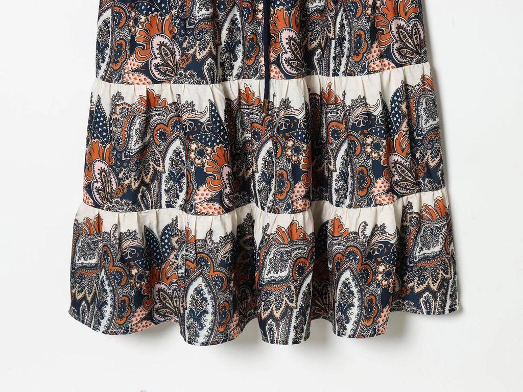 2026 Spring Women's Long-Sleeve Stand-Up Collar Layered Hem Dress 61546